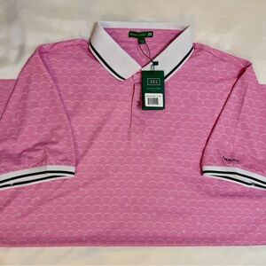 Waggle Men's Classic Pink Golf Polo Shirt with White Trim